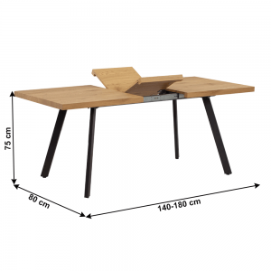 Rozkladací jedálenský stôl AKAIKO dub / čierna Tempo Kondela #2 small