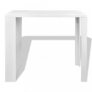 Barový stôl s regálom biela vysoký lesk Dekorhome #2 small