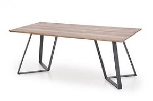 Jedálenský stôl: HALMAR CALGARY HALMAR - drevo: MDF laminovaná - orech rustikálny, HALMAR - sklo/kov: kov čierny