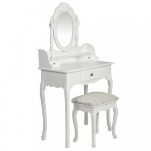 Toaletný stolík s taburetom biela Dekorhome #1 small