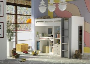 ArtElb Detská poschodová posteľ + stolík UNIT Farba: dub sonoma/biela #1 small