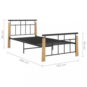 Posteľ kov / masívny dub Dekorhome 100 x 200 cm #2 small