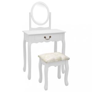 Toaletný stolík s taburetom Dekorhome Biela #1 small