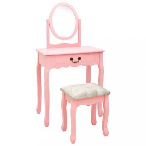 Toaletný stolík s taburetom Dekorhome Ružová #2 small