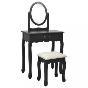 Toaletný stolík s taburetom Dekorhome Čierna #3 small
