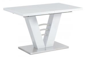 Jedálenský stôl rozkladací HT-510 WT biely lesk / brúsený nerez Autronic #1 small