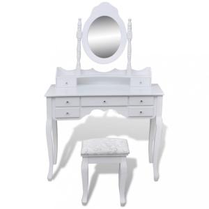 Toaletný stolík s taburetom biela Dekorhome #2 small