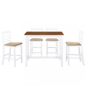 Barový stôl a stolička sada 5 kusov hnedo-bielej Dekorhome #1 small