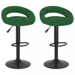 Barová stolička 2 ks zamat / kov Dekorhome Tmavo zelená