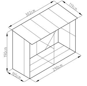 Drevník WA-A/C kovový sivý ROJAPLAST 302x119x190 cm