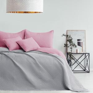 ArtTruAn Prikrývka na posteľ SOFTA PalePink/PearlSilver Rozmer: 200 x 200 cm
