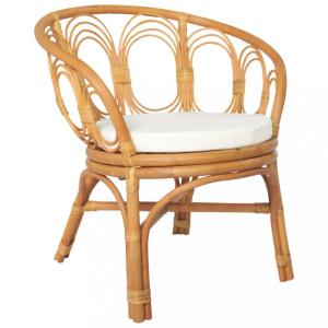 Jedálenská stolička prírodný ratan / plátno Dekorhome Hnedá