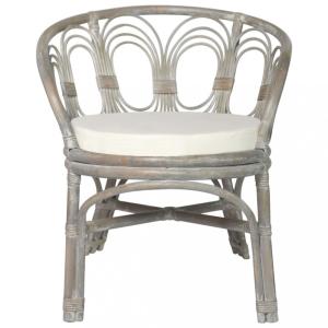 Jedálenská stolička prírodný ratan / plátno Dekorhome Sivá #2 small