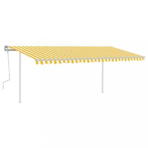 Ručne zaťahovacia markíza so stĺpikmi 450x350 cm Dekorhome Biela / žltá