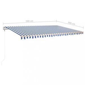 Ručne zaťahovacia markíza so stĺpikmi 500x300 cm Dekorhome Biela / modrá #1 small
