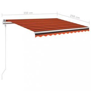 Ručne zaťahovacia markíza so stĺpikmi a LED svetlom 350x250 cm Dekorhome Hnedá / oranžová #2 small