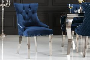 Jedálenská stolička zamat Dekorhome Modrá