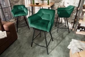 Barová stolička zamat Dekorhome Zelená