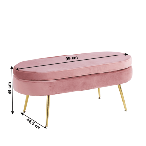 Luxusný taburet, ružová Velvet látka/chróm zlatý, Art-deco, NOBLIN NEW TYP 2 #1 small