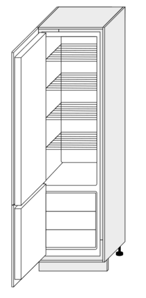 ArtExt Kuchynská skrinka vysoká pre vstavanú chladničku SILVER | D14DL 60 207 Farba korpusu: Biela #2 small