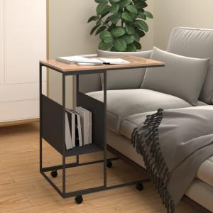 Príručný stolík s kolieskami Dekorhome Čierna / hnedá #1 small