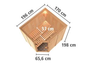 Interiérová finská sauna 196 x 170 cm s pecou 3,6 kW Dekorhome #3 small