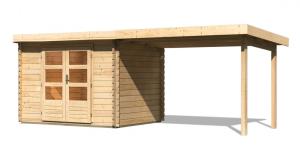 Drevený záhradný domček BASTRUP 3 s prístavkom Lanitplast Prírodné drevo