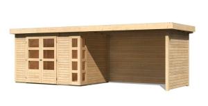 Drevený záhradný domček KERKO 4 s prístavkom 280 Lanitplast Prírodné drevo